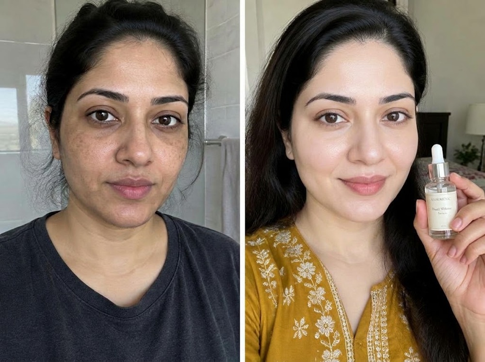 Illustrative before and after skin appearance example