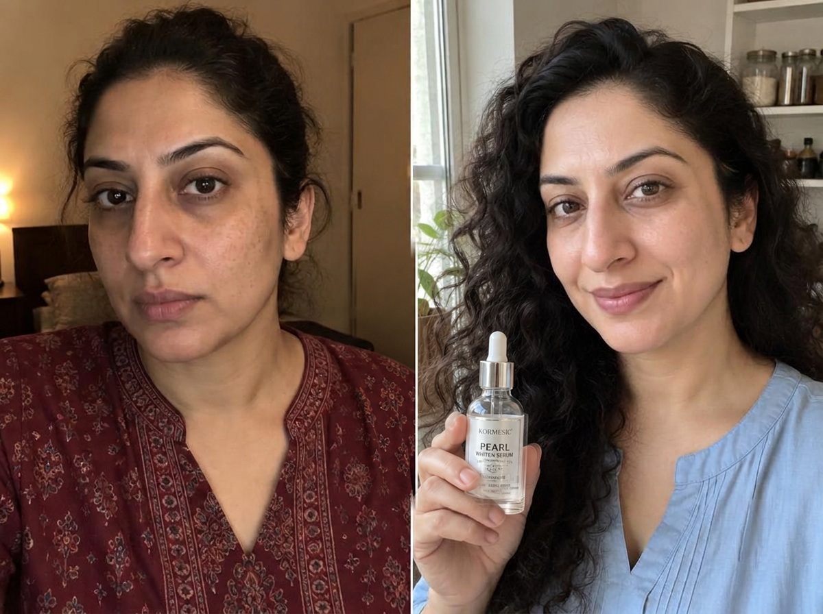 Illustrative before and after skin appearance example